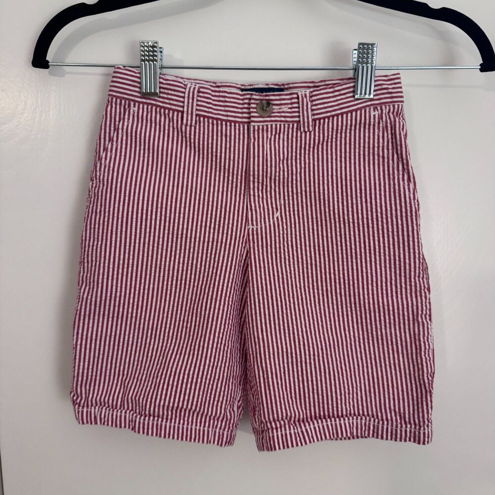 Boys 6 Polo Ralph Lauren Red/White Stripe Seersucker Shorts Adjustable Waist EUC